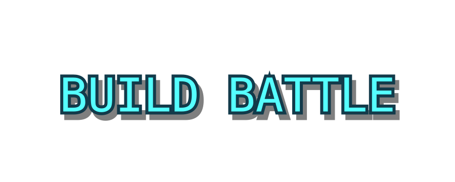 Build Battle rendered as aqua Minecraft-style pixel text on a transparency checkerboard
